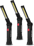 Gifts for Men 3Pack LED Flashlight, Rechargeable Work Lights with Magnetic Base Hook 360°Rotate and 5 Modes Bright LED Flashlight Inspection Light for Car Repair, Grill and Outdoor Use