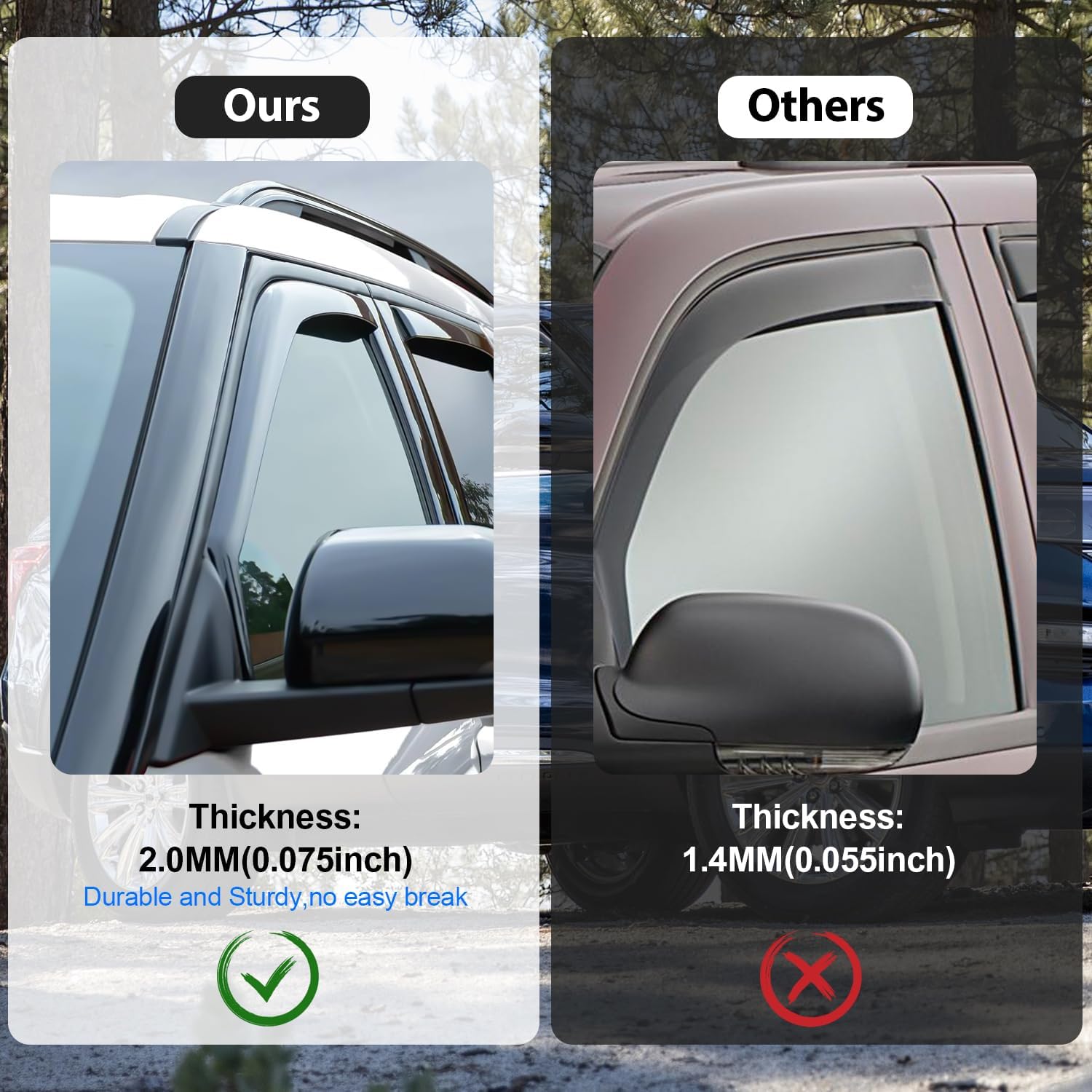 Nilight in Channel Rain Guards for Gladiator 2020 2021 2022 2023 Window Deflectors, Vent Window Visors-4PCS