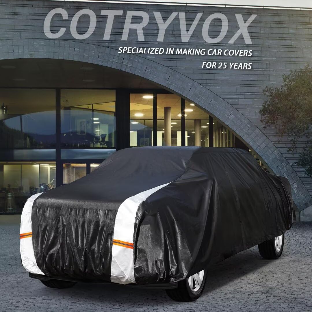 Nissan Frontier Truck Cover Custom Fit 1998-2020 King Cab/Crew Cab SB (4.6'-6.2') with Door Zipper, 12 Layers Full Exterior Pickup Truck Cover Waterproof All Weather,Wind Dust Sun and UV Protection.