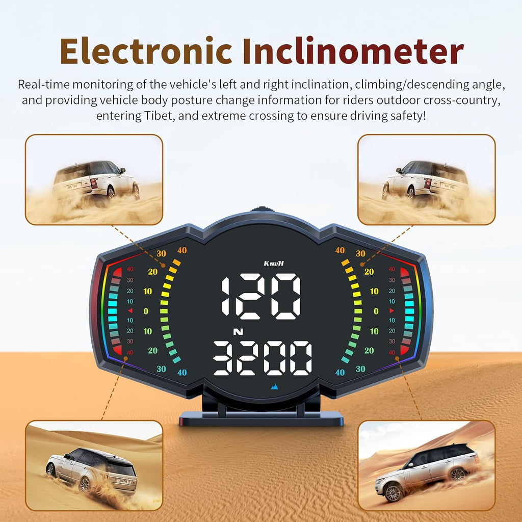 ACECAR Digital GPS Speedometer, Universal Car GPS Head-Up Display, Smart HUD with GPS Speed MPH&Km/H, Driving Time, Distance, Altitude, Overspeed Alert & Fatigue Alert, for All Vehicles
