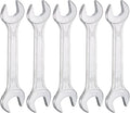 HARFINGTON 5pcs Double Open End Wrench 16mm x 18mm Metric 15 Degree Offset Angle Small Flat Head Wrench Galvanizing Open Ended Spanner for Automotive Repair Furniture Assembly