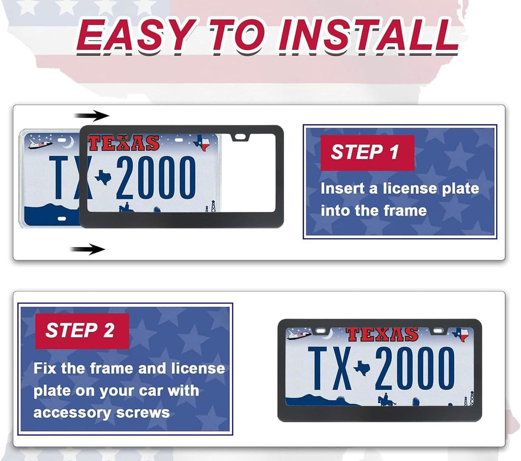 Skull License Plate Frame Black and White Skull License Plate Holder Cool Auto Accessory Car Decor Bracket Aluminum License Tag Plate with Anti-Theft Screw Caps-1Pcs