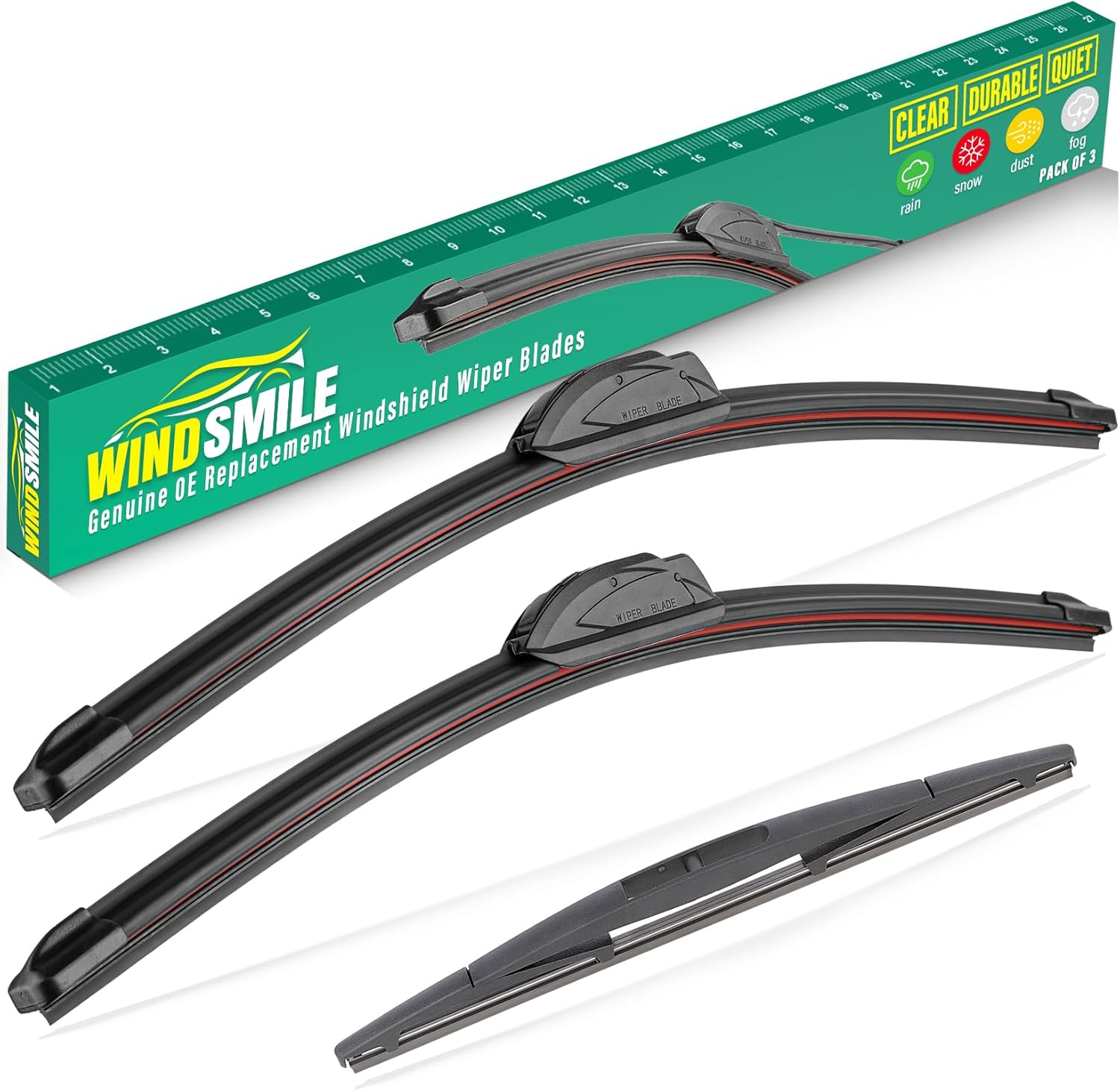 26" 20" 16" Windshield Wiper Blades Replacement for Acura MDX 2022 2023 2024 2025 Premium All Weather Front Rear Wipers Set - OEM Quality (Pack of 3)