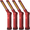 Coquimbo Tool Gifts for Men Dad, Rechargeable Flashlight LED Work Lights Grill Light with Magnetic Base 5 Modes 360° Rotate Mens Dad Husband Him Gifts (4 Pack Red)