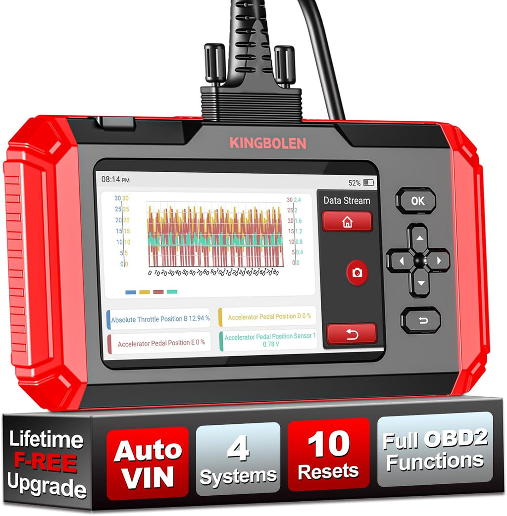 KINGBOLEN S600 OBD2 Car Scanner,ECM/TCM/SRS/ABS Code Reader with 10 Reset,Automotive Engine Scan Tool with OIL TPMS Brake Bleed ETS SAS Throttle Reset,AutoVIN Car Diagnostic Tools,Lifetime Free Update