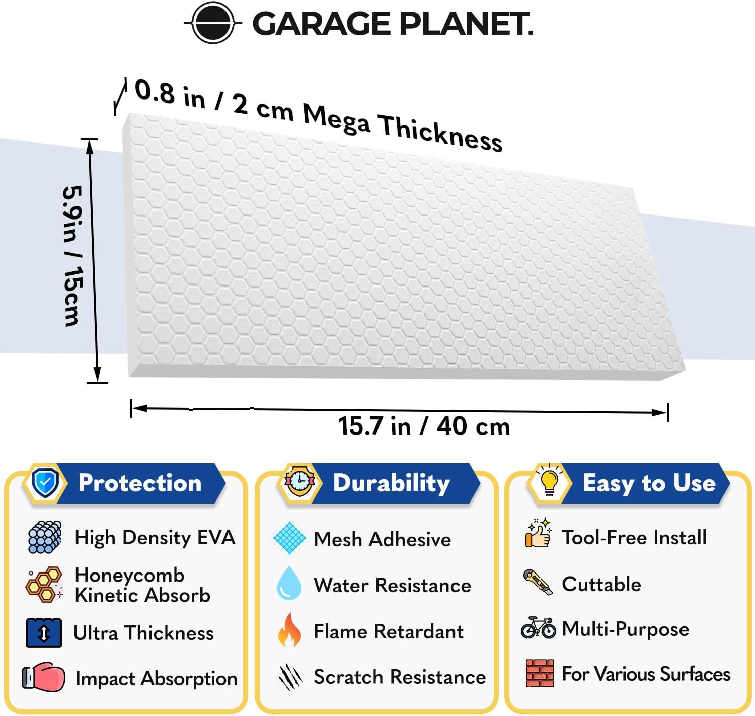 M2 Garage Wall Protector Car Door Wall Protector, Tool-Free, Designed in Australia (White, 2 Pack)