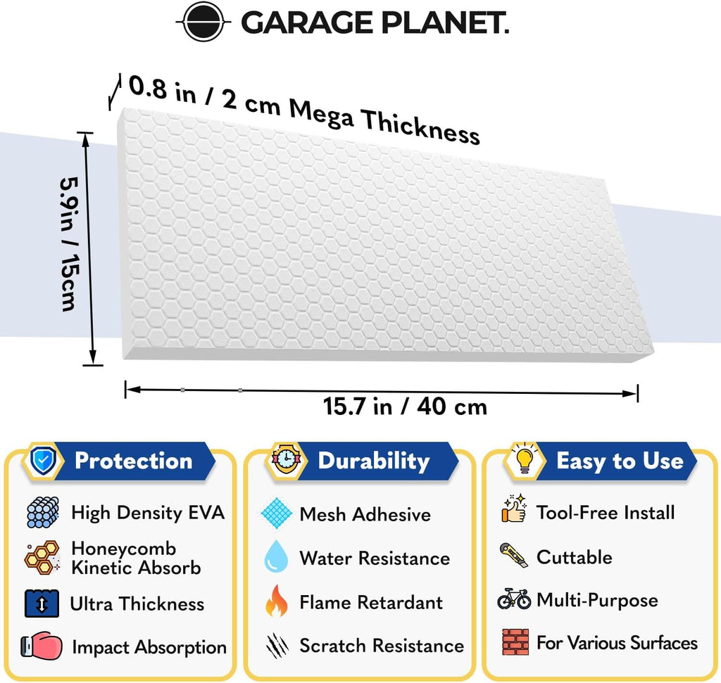 M2 Garage Wall Protector Car Door Wall Protector, Tool-Free, Designed in Australia (White, 4 Pack)