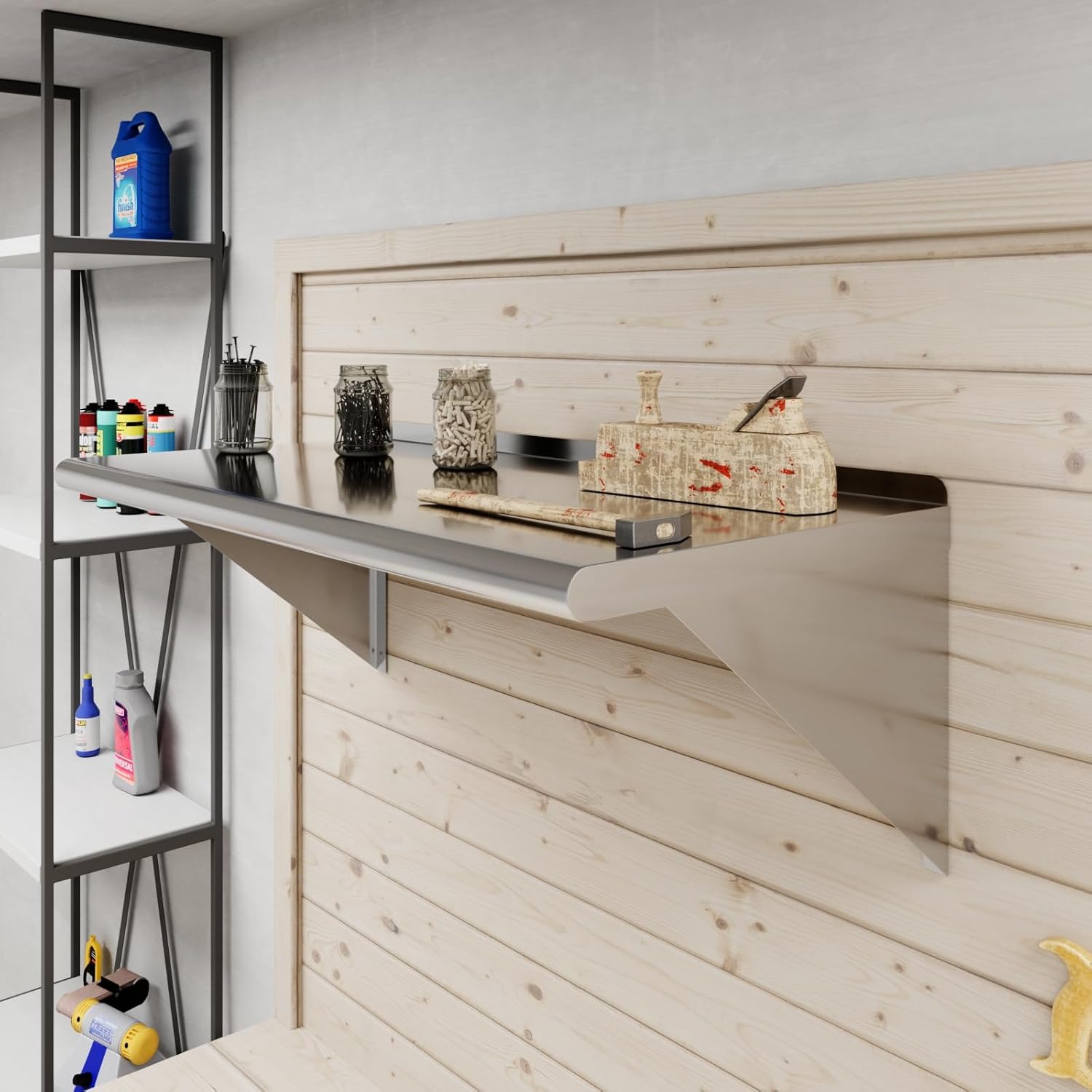 AmGood 36" Long X 18" Deep Stainless Steel Wall Shelf | NSF Certified | Appliance & Equipment Metal Shelving | Kitchen, Restaurant, Garage, Laundry, Utility Room