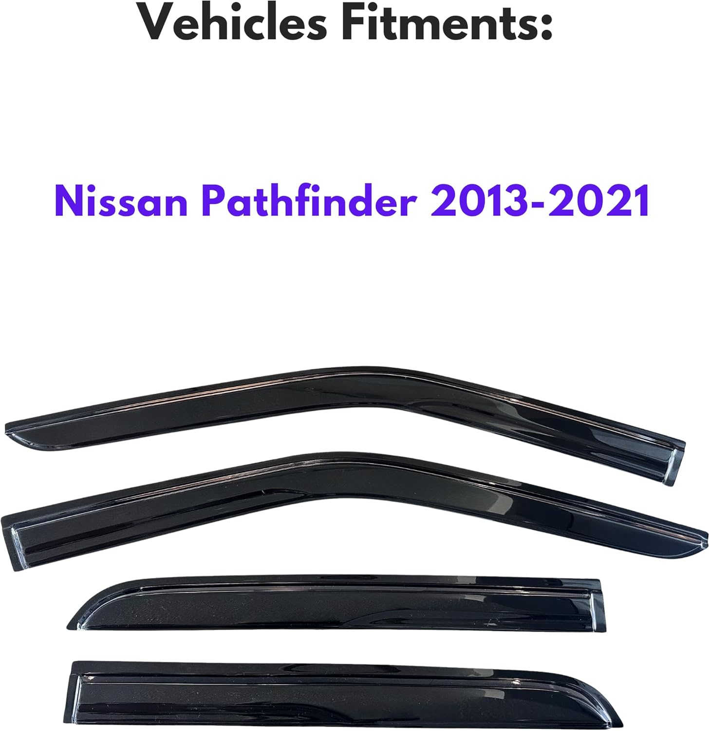 KPY Window Visor Compatible with Nissan Pathfinder 2013-2021, 4PC Rain Guard Side Window Vent Deflectors Tape-On Mugen Style, 2013 2014 2015 2016 2017 2018 2019 2020 2021