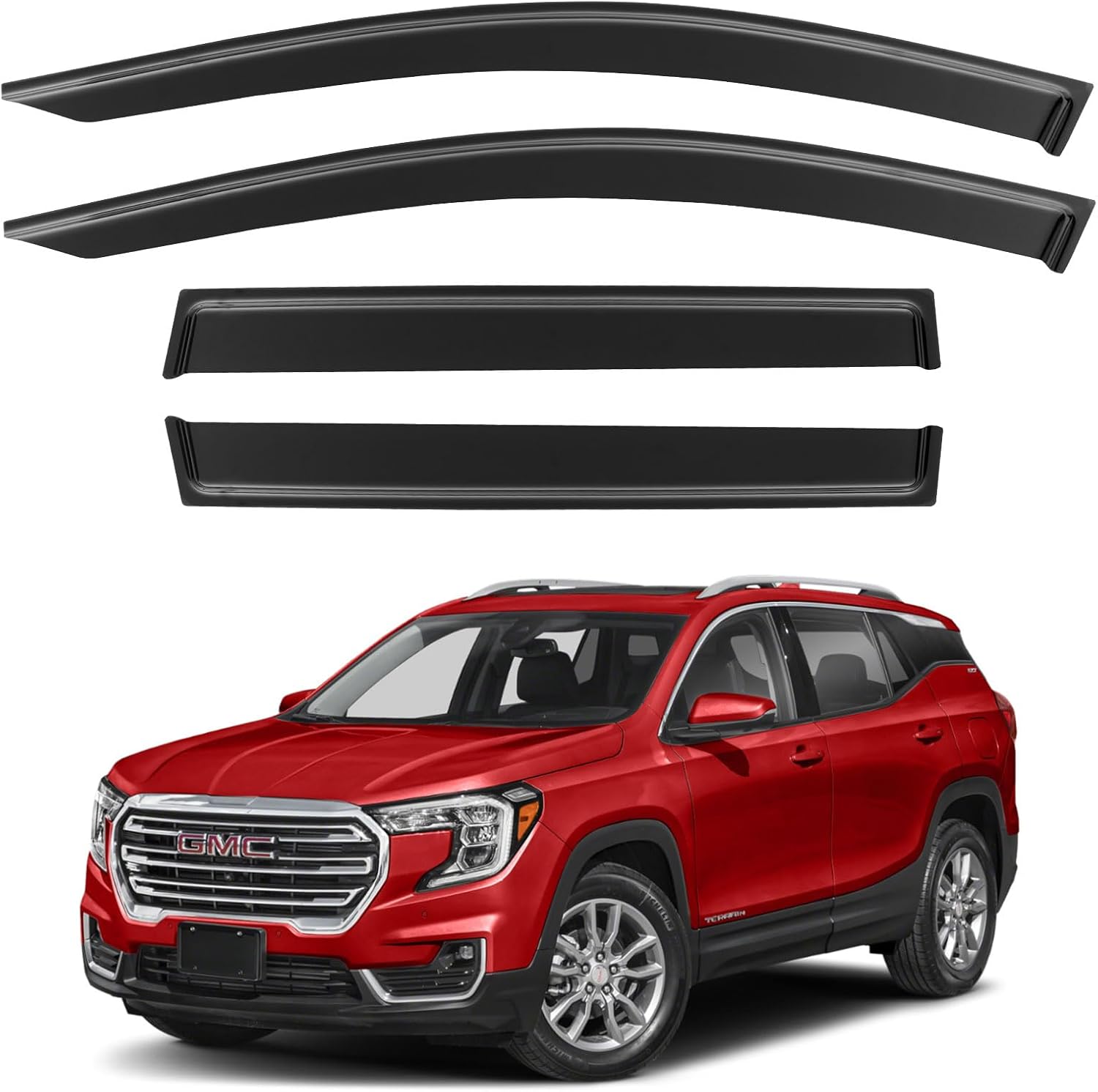 Window Visors Rain Guards Shield for 2018-2024 GMC Terrain, Out-Channel Window Vent Wind Deflectors Visors Shades for 18-24 Terrain SLE SLT AT4 Denali