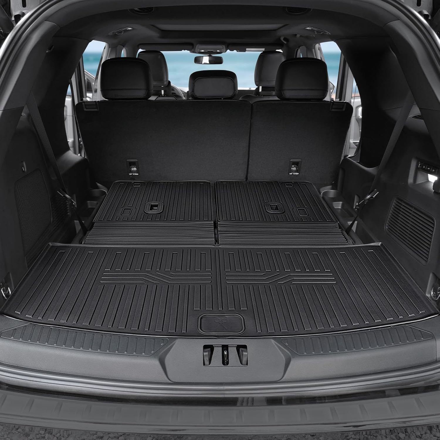 Floor Mats for 2020-2024 2025 Ford Explorer (7-seat), All Weather TPE Floor Mat Cargo Liner with Backrest Mat for Explorer ST/XLT Accessories