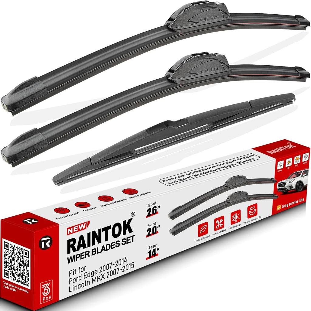 Windshield Wiper Blades Replacement for 2007-2014 Ford Edge Original Factory Quality Front Rear Wipers Blade Set for My Car - 26" 20" 14" (Pack of 3)