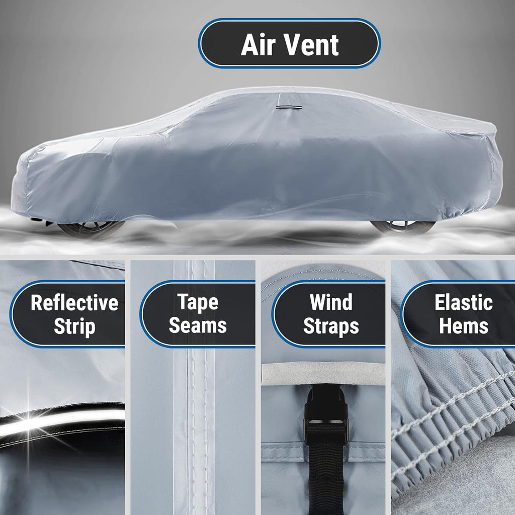 iCarCover Custom Car Cover for Pontiac Torpedo (1940-1948) Waterproof All-Weather Rain Snow UV Sun Protector Full Exterior Indoor Outdoor Car Cover (Stripe - Gray/Black)