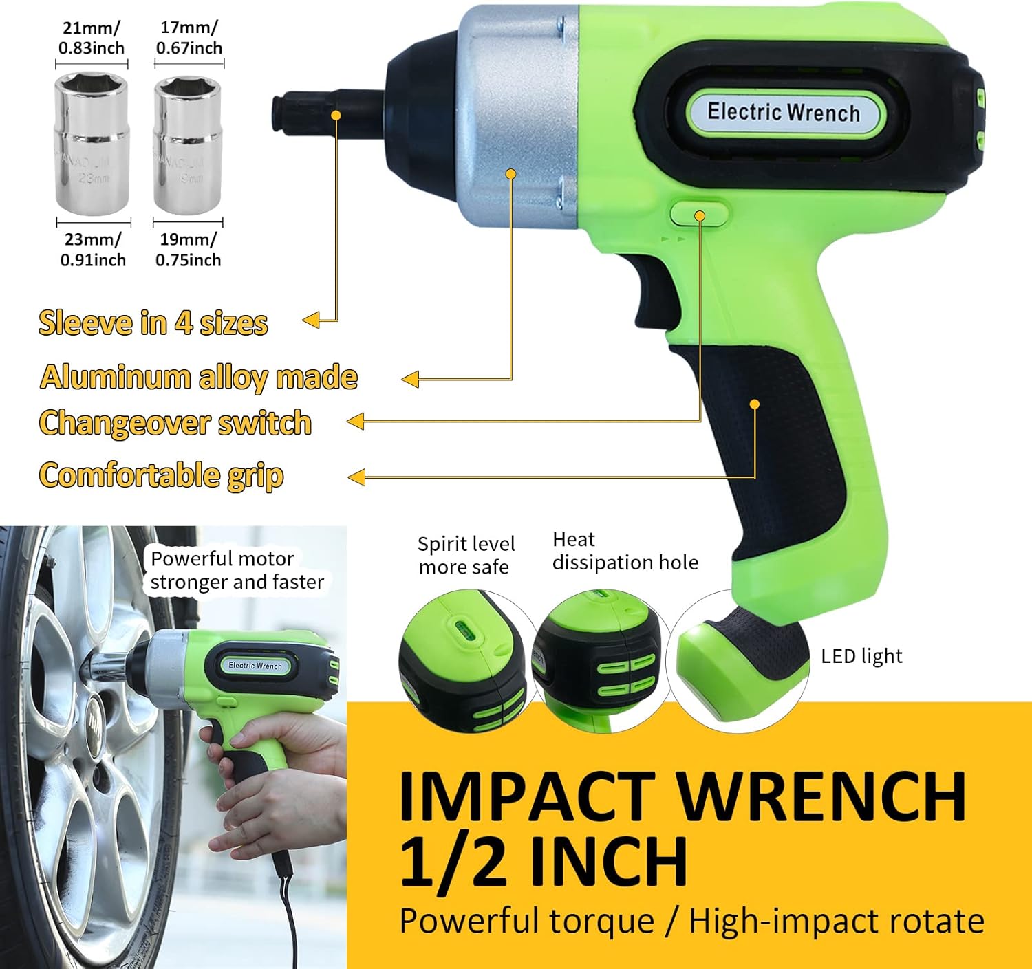 Electric Car Jack Kit 5Ton 12V Car Jack Hydraulic (Lifting Range: 6.1-20.86 inch) with Impact Wrench & Inflator for SUV MPV Sedan Truck with LCD Tire Pressure Display