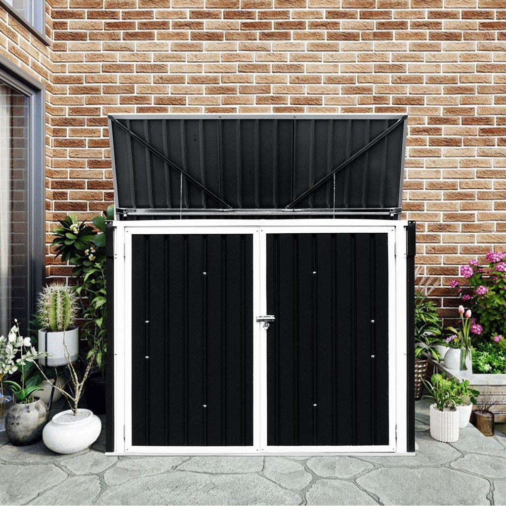 Goplus 6' x 3' Outdoor Storage Shed, Multi-Purpose Galvanized Steel Garden Shed with Air Vent and Lockable Door, Tool Storage Shed for Backyard, Patio & Lawn