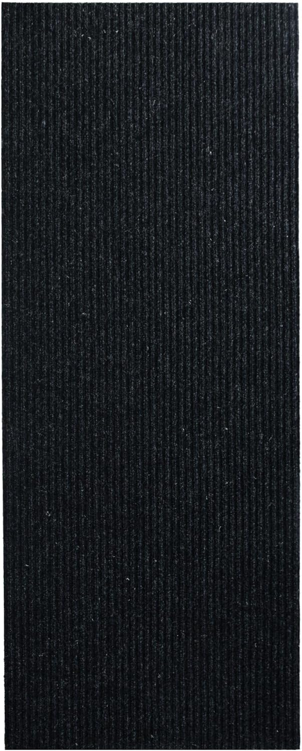 iCustomRug Spartan Weather Warrior Indoor/Outdoor Utility Ribbed Carpet Runner with Non-Slip Thermoplastic Rubber Backing, 3ft X 7ft in Black