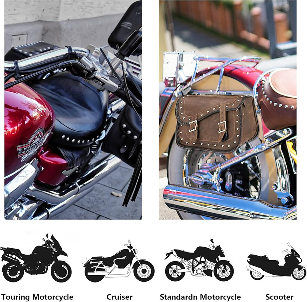GARGOYLE BELLS Genuine Leather Motorcycle Saddle Bags Motorcycle Luggage Bag For Softails Sportsters Dyna ect
