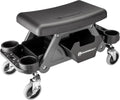 Powerbuilt Heavy-Duty Utility Rolling Seat Upgraded with Padding, Sturdy Locked in Trays, Premium Wheels for Garage Work - Grey 642924ECE