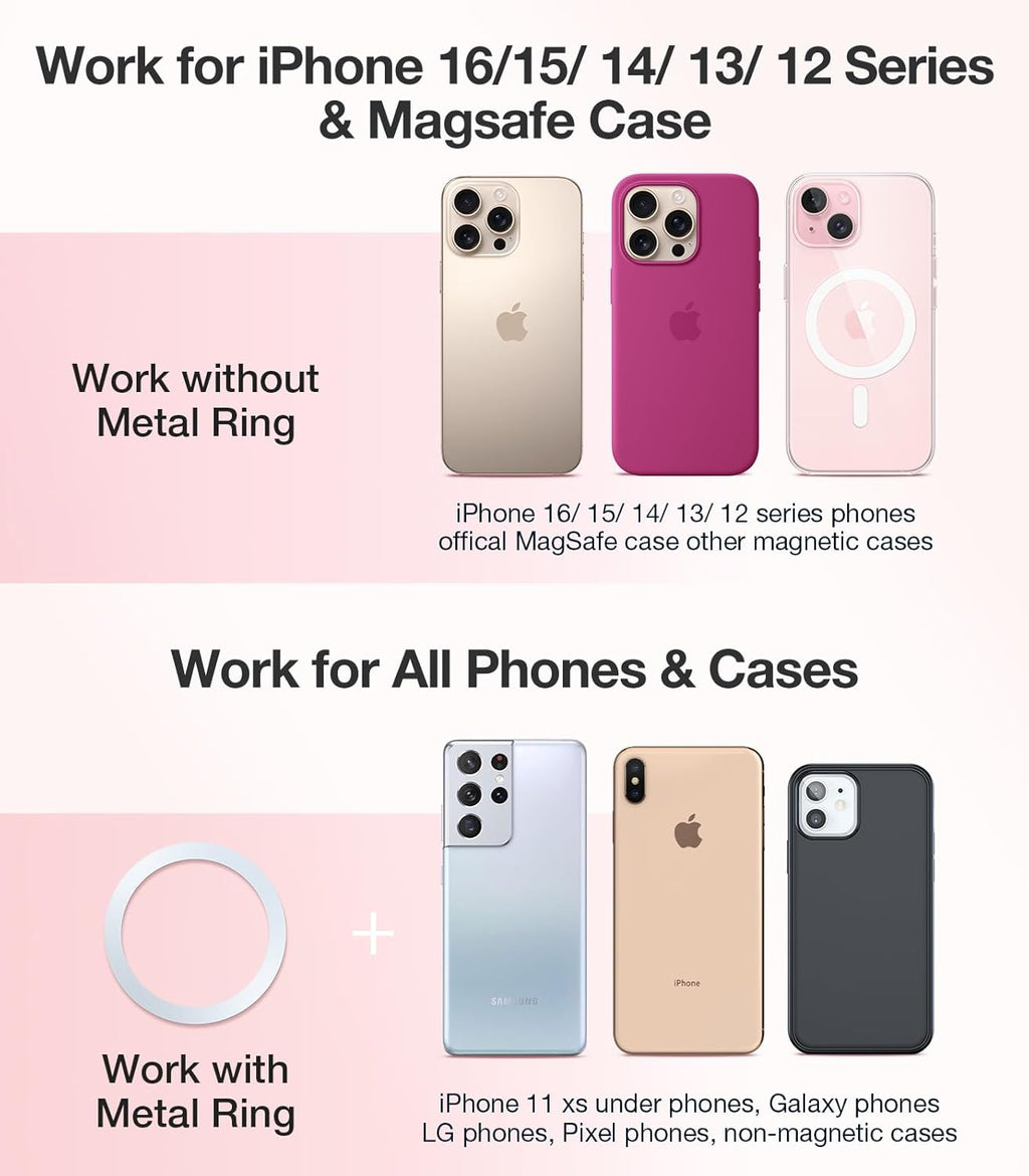 VICSEED for MagSafe Car Mount [Upgraded Strongest Magnet Power] Magnetic Phone Holder for Car Vent 360 Adjustable Magnetic Car Phone Holder Mount for iPhone 15 14 13 12 Pro Max Plus Mini, Pink