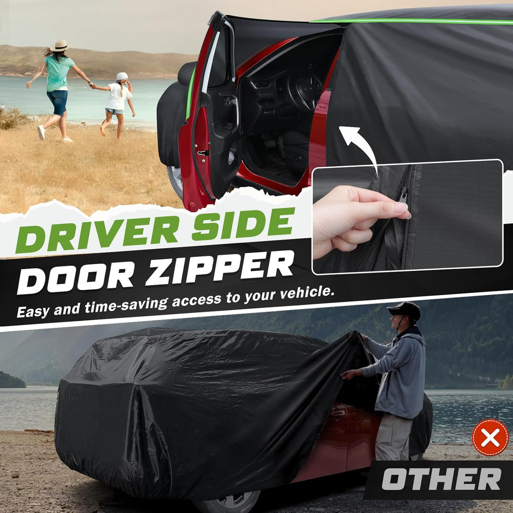 Mixsuper Liner Car Cover for Hyundai Santa Fe 2006-2026, 7 Layers Full Car Cover All Weather Car Covers for Santa Fe, Waterproof Outdoor Cover with Zipper Door Reflective Strips