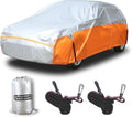 Tecoom Car Cover for Automobiles, Weatherproof Full Exterior Covers, Universal Car Tarp Covers w/Detachable Gust Straps for Toyota Corolla Ford Focus Chevrolet Sonic, Fit 160"-172" Hatchback