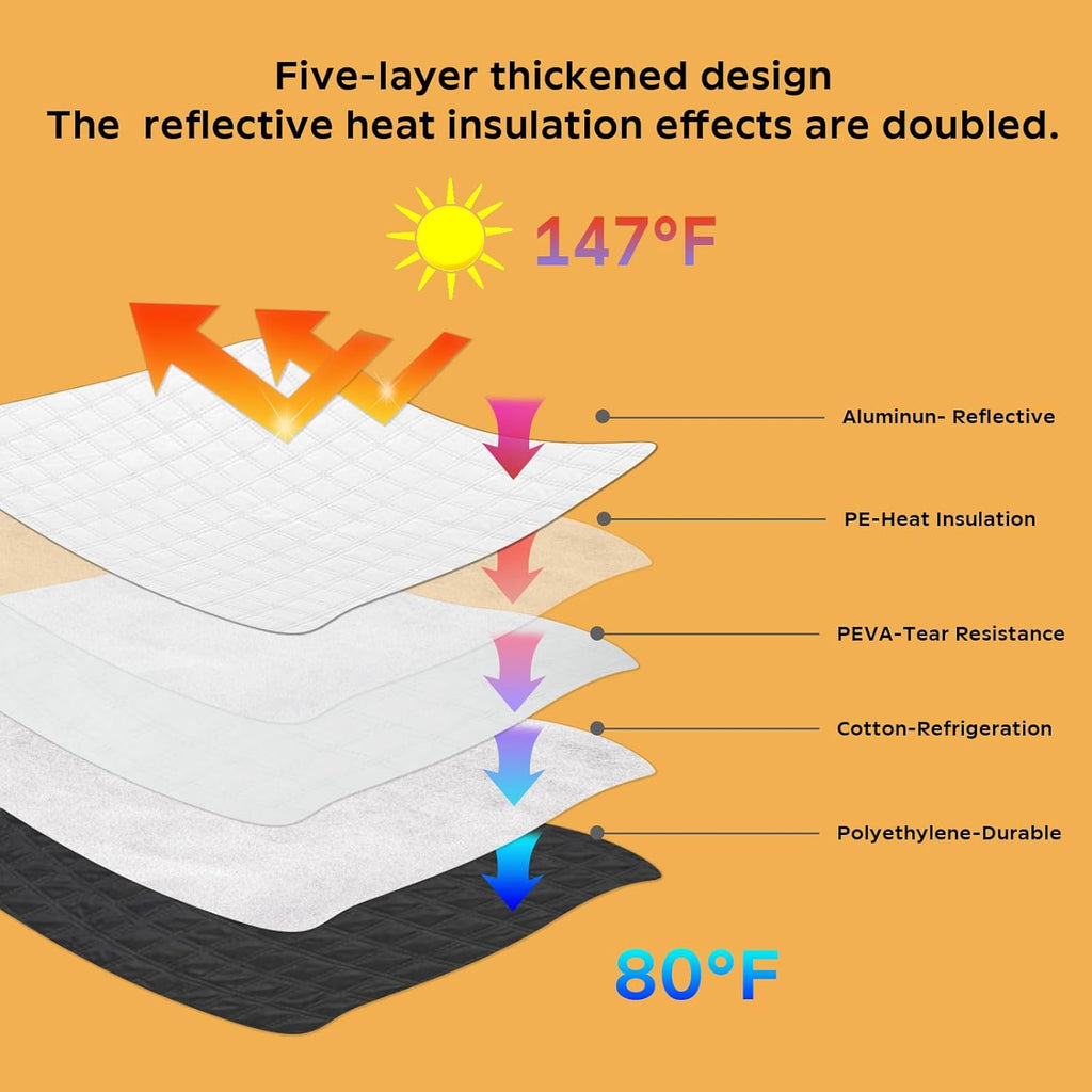 5 Layers Thick Car Windshield Sun Shade for Ford Explorer SUV 2020-2024 2025 - Front Window Sunshade Sun Visor Accessories - Protector Vehicle Reflect UV Sun and Heat