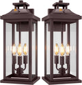 Oil Rubbed Bronze Dusk to Dawn Outside Lights 3-Light, 20" 2 Pack Porch Wall Mount Light Fixtures Large Brown Photocell Sensor Outdoor Wall Lanterns, Vintage Exterior Sconce Lamps E12