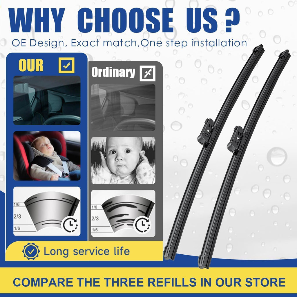 2 wipers Replacement For Q5 SQ5 2009-2018/S5 RS5 2008-2018/Q3 2011-2017/A4 S4 2009-2018 Original Equipment Windshield Wipers 24+20 (Set of 2) Top Lock