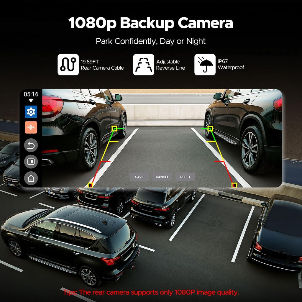 Volam 10.25'' Carplay Screen for car with Netflix YouTube and Backup Camera for iPhone Android Auto Upgraded Wireless AI Video Entertainment BOX Built-in Apps Voice Control GPS for iOS 10+ Android 11+