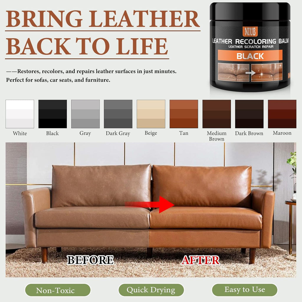 Leather Recoloring Balm Leather Color Restorer Scratch Repair Leather Paint for Furniture Couches Car Seats Shoes Bags Leather Dye and Restorer Restores Faded and Scratched Leather-Gray