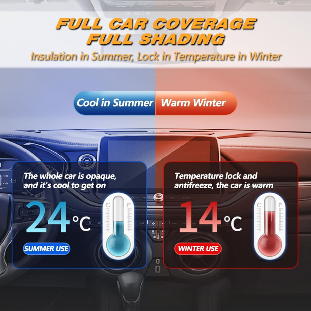 AUQDD 6-Layers PEVA New Material Sedan SUV Full Padded Car Cover Waterproof All Weather Weatherproof UV Sun Protection Snow Dust Storm Resistant Outdoor Exterior Custom Form-Fit Straps 205"-216" Black