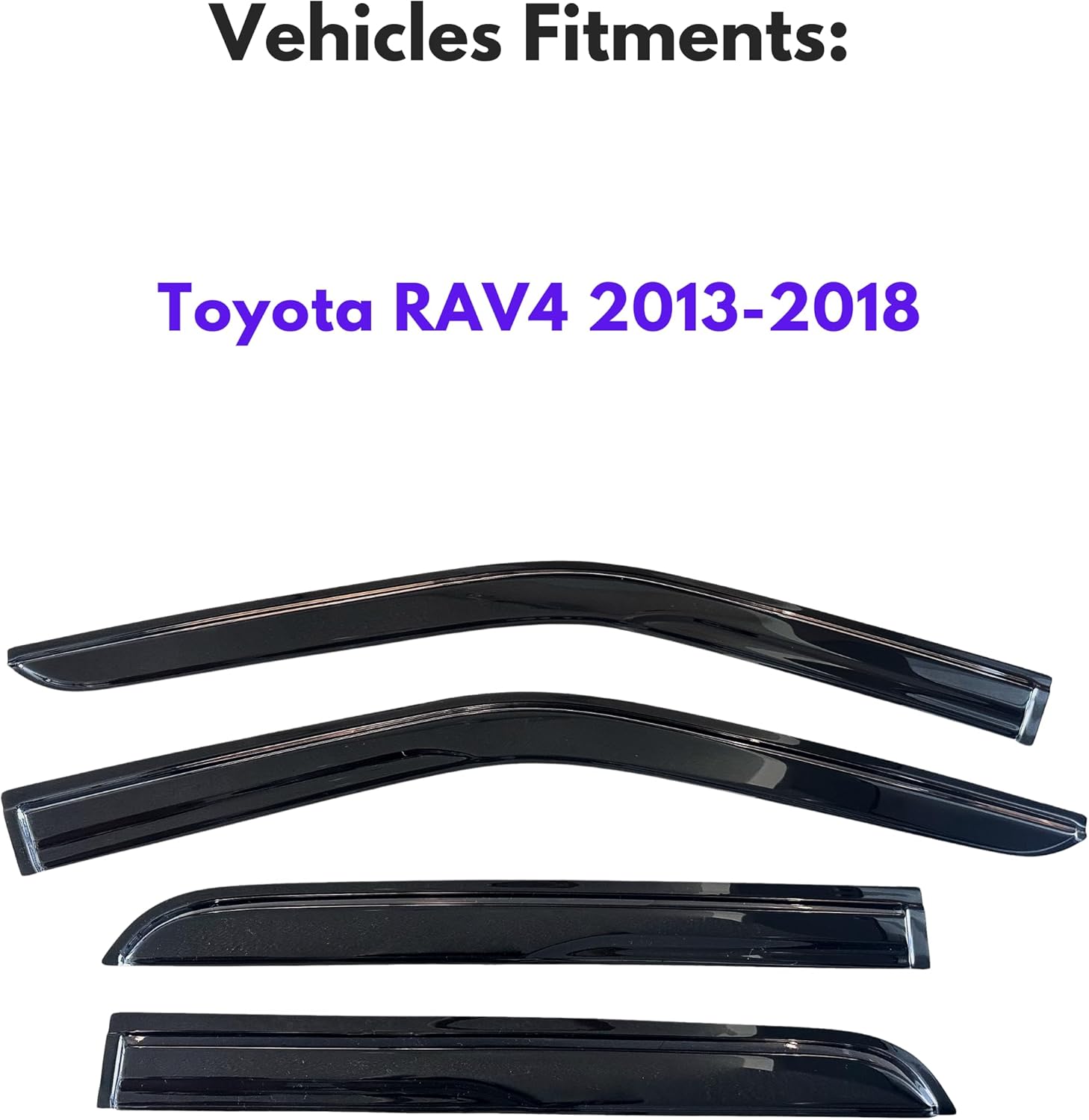 KPY Window Visor Compatible with Toyota RAV4 2013-2018, 4PC Rain Guard Side Window Vent Deflectors Tape-On Mugen Style, 2013 2014 2015 2016 2017 2018