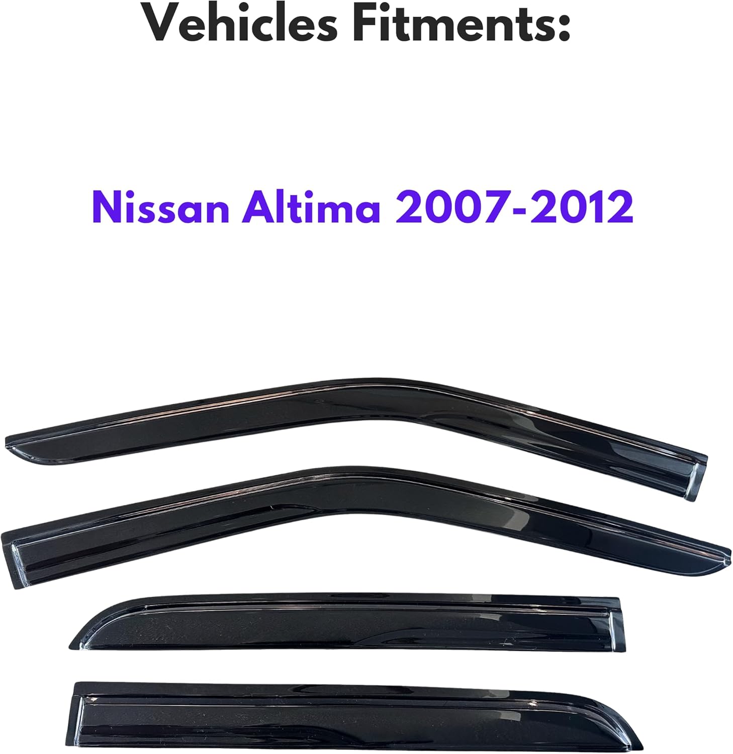 KPY Window Visor Compatible with Nissan Altima 2007-2012, 4PC Rain Guard Side Window Vent Deflectors Tape-On Mugen Style, 2007 2008 2009 2010 2011 2012