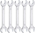 HARFINGTON 5pcs Double Open End Wrench 12mm x 13mm Metric 15 Degree Offset Angle Small Flat Head Wrench Galvanizing Open Ended Spanner for Automotive Repair Furniture Assembly