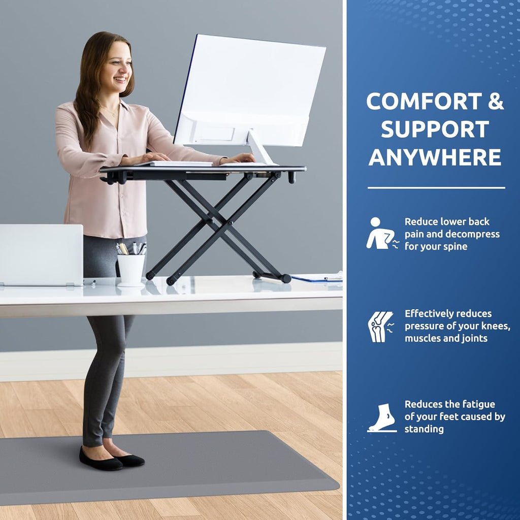 KitchenClouds Kitchen Mat Cushioned Anti Fatigue Rug 20"x39" Waterproof, Non Slip, Standing and Comfort Desk/Floor Mats for House Sink Office (Grey,0.8inch)