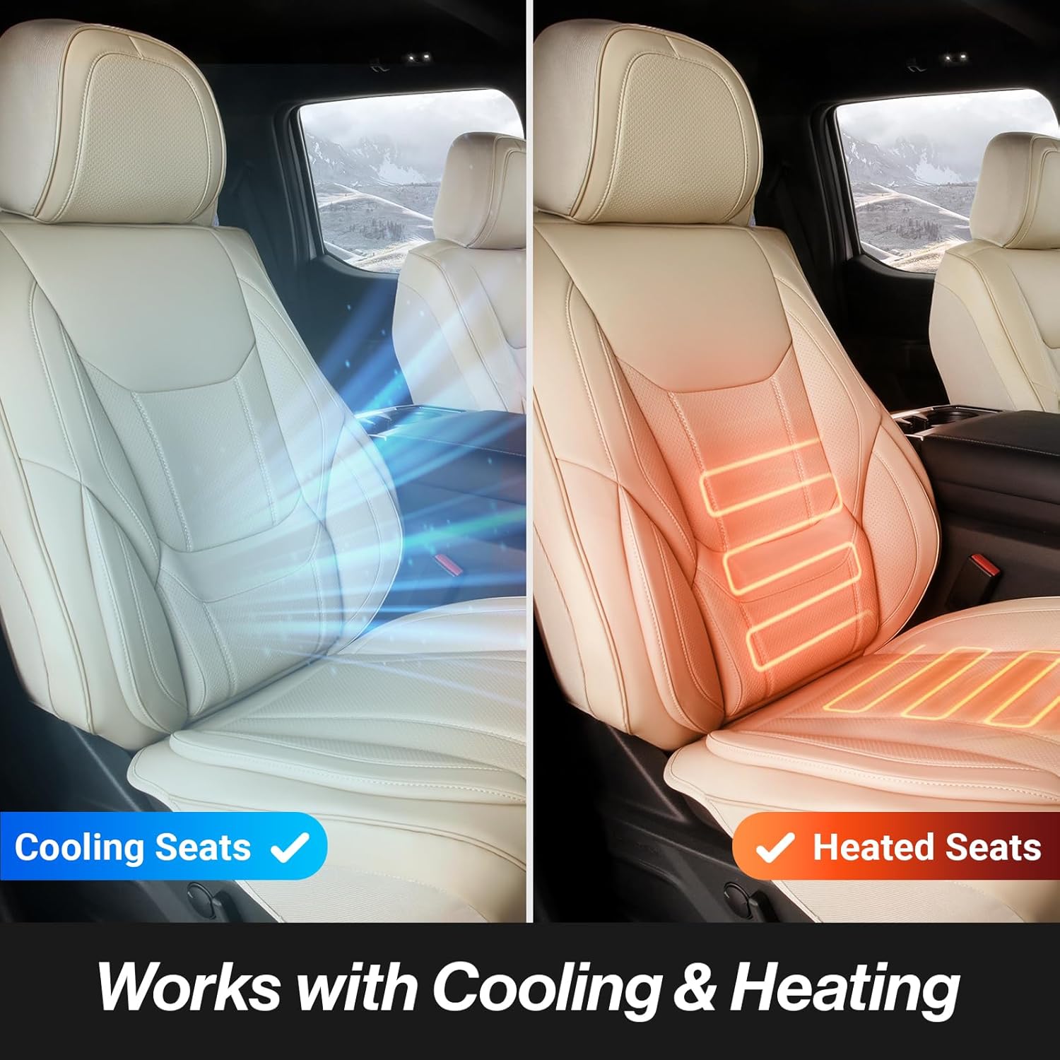 Coverland Custom Car Seat Covers Compatible with 2000-2006 Tundra Access Cab, Double Cab - Premium Leather Non-Slip Waterproof Custom Interior Protector Full Set-Beige [See Size Chart-Size X145]