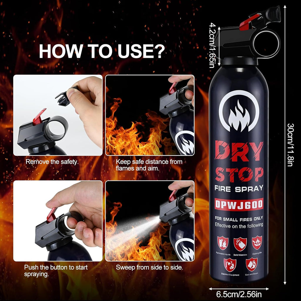 Dry Stop Fire Extinguisher for Home - Auto Fire Extinguisher for Truck Vehicle, 600g Dry Chemical Powder A B C Fire Extinguisher for Kitchen, Car, Boat, Marine, Portable Use (1 Blue)