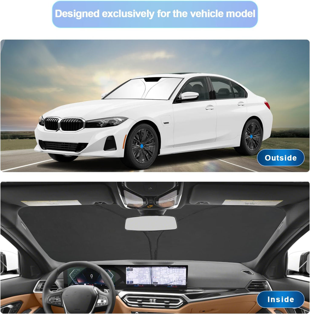 SXCY for 2020-2023 2024 BMW 3 Series Windshield Sunshade 2022-2024 3 Series 330i M340i Accessories 2023 2024 3 Series Sun Shade Foldable Sun Shield for 2024 BMW 3 Series Sun Protector, Silver