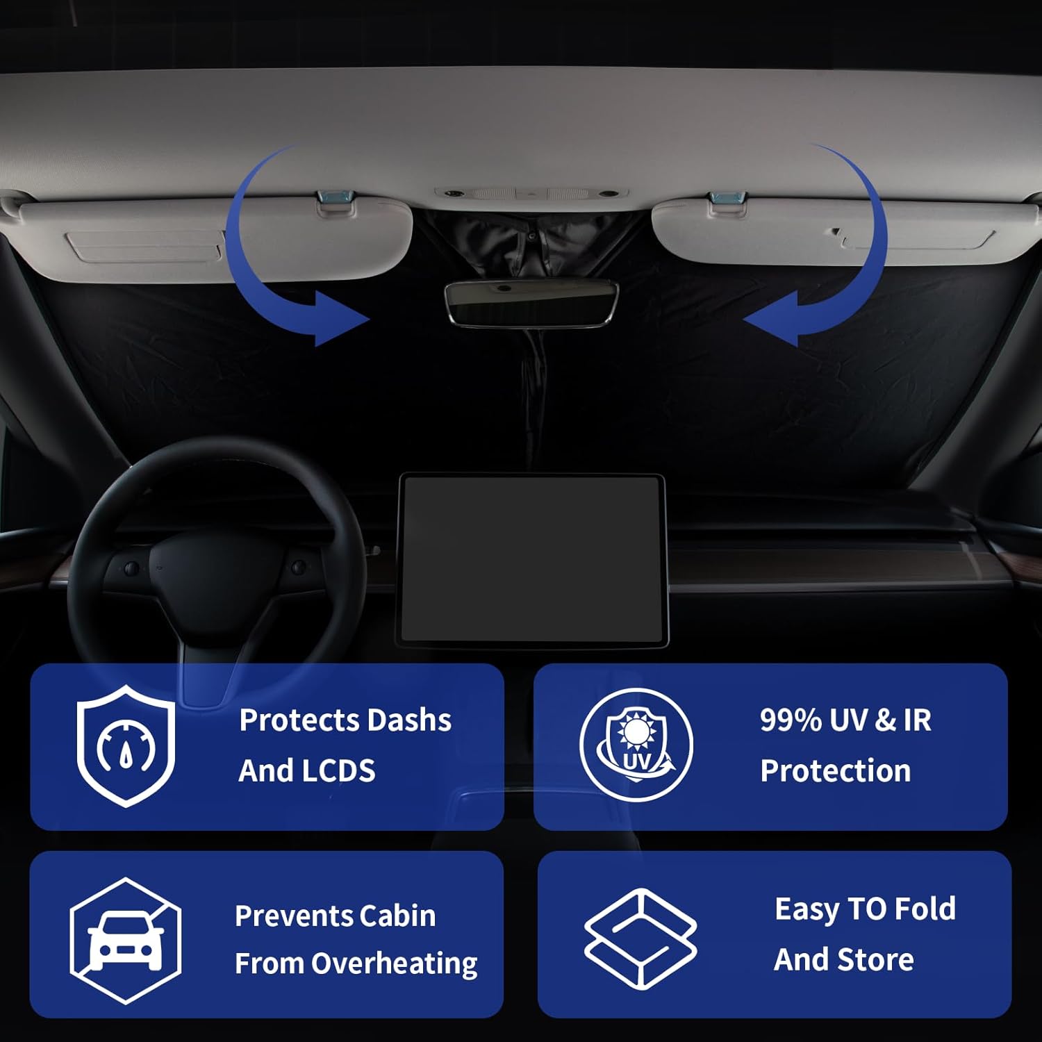 for 2025 Upgrade Highlander Windshield Sun Shade Front Sunshade Custom fit for 2007-2024 Toyota Grand Highlander Hybrid SUV Windshield Cover for 2022 Mirai Venza Toyota RAV4 Window Sun Visor Protector