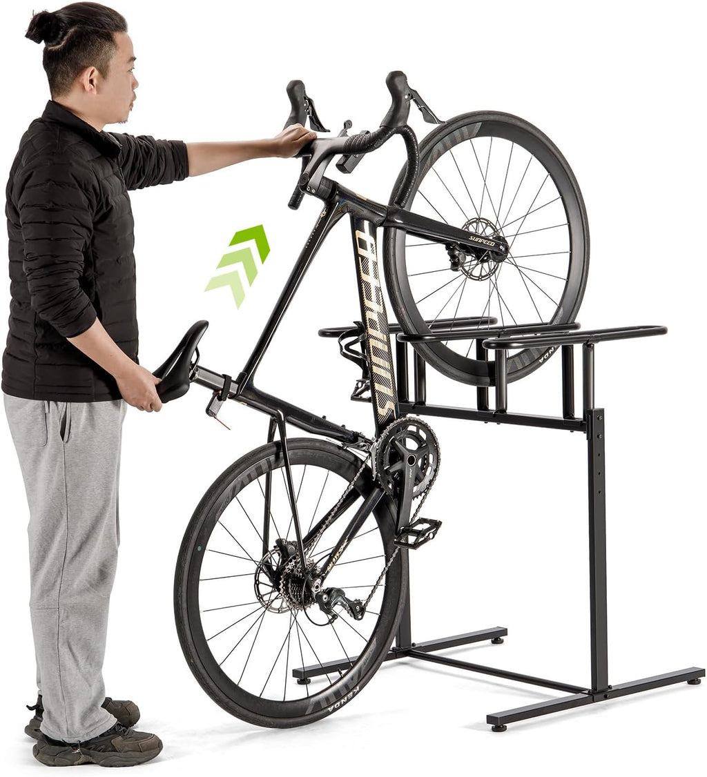 CXWXC 3/5 Bikes Stand Rack - Bike Storage Parking Racks Indoor/Outdoor - Bicycle Stand Garage for Parking Mountain Road Hybrid Bike, Fits Wheels up to 2.4" (For 3 Bikes)