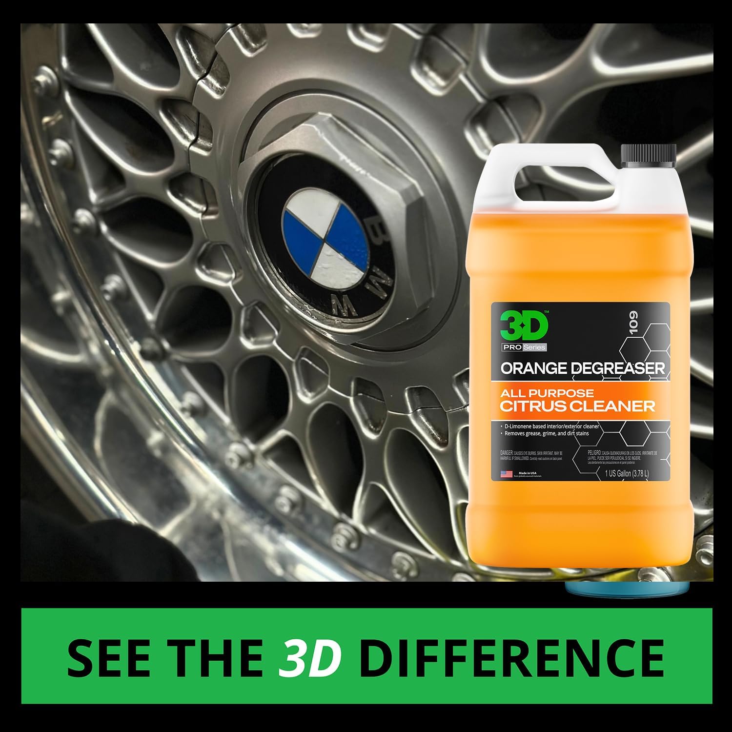 3D Orange Degreaser – Citrus-Based Car Cleaner for Oil, Grease, Grime & Adhesives – Water-Based, Non-Corrosive, Eco-Friendly, Interior & Exterior Use - 16 Fl oz
