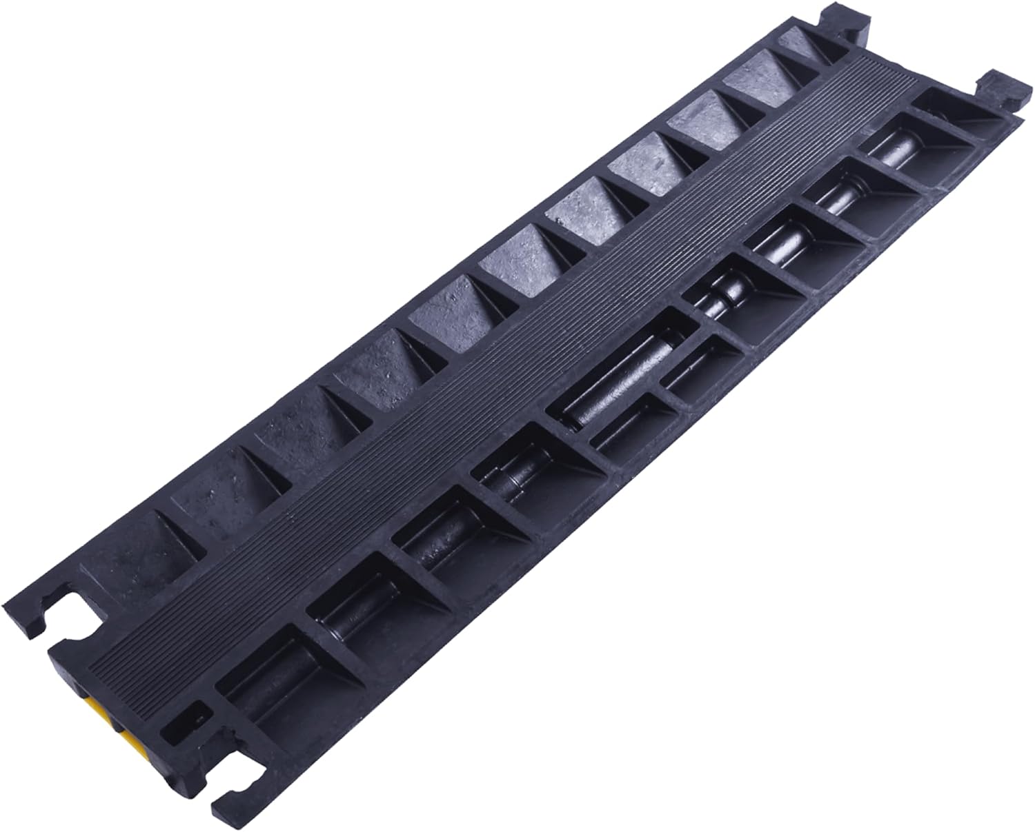 Heavy-Duty Rubber Cable Protector Ramp (4-Pack) - 2-Channel Floor Cord Cover for Driveway, Warehouse, Events - 22,000 lbs Load Capacity - Indoor & Outdoor Use - Cable Speed Bump for Hoses, Cables
