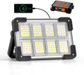 120W Solar Rechargeable Work Light, 144 LED 10000LM Led Work Light with 4 Modes, Portable Flood Light with Stand, IP66 Waterproof Outdoor Working Light for Emergency Mechanic Camping Repair (Black)