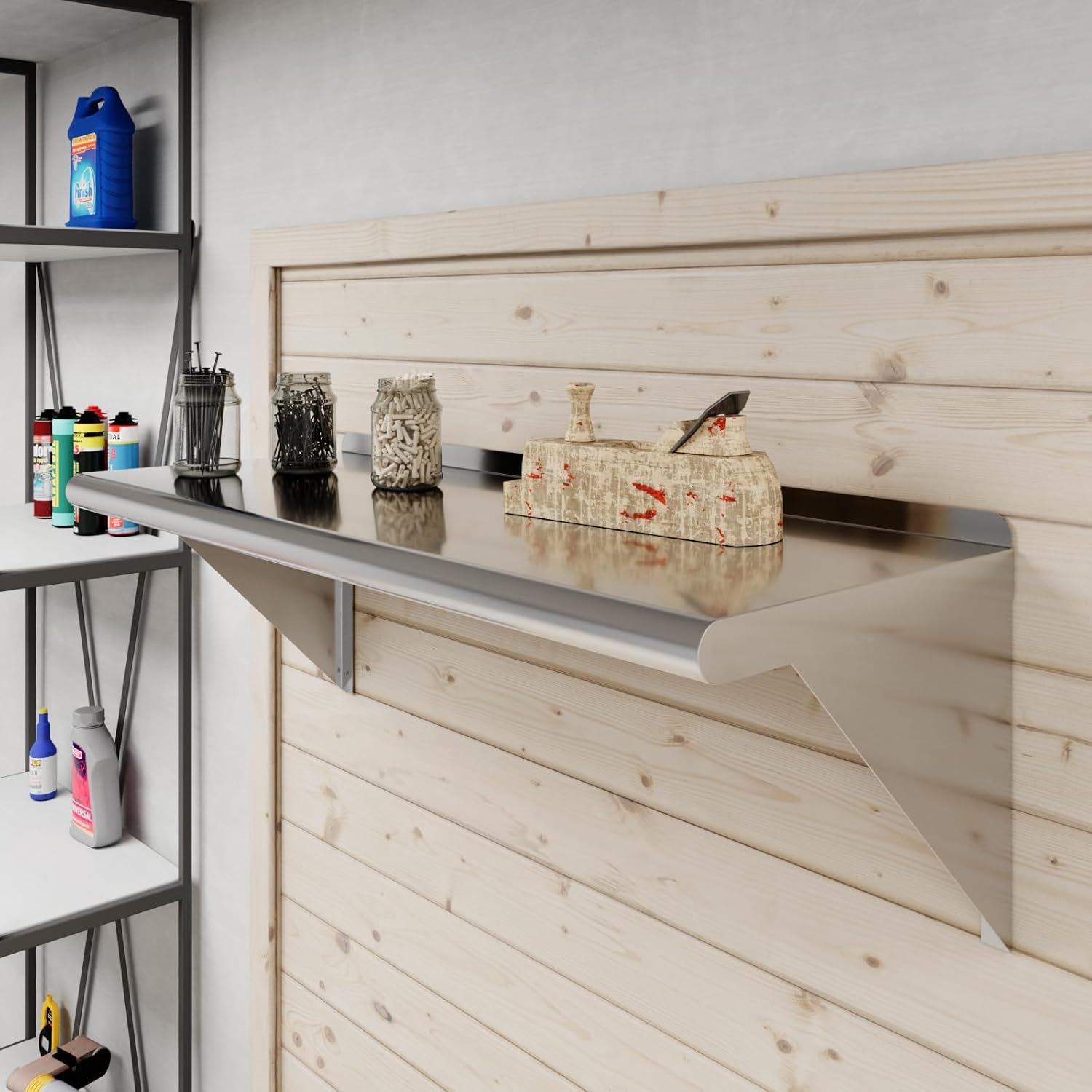 AmGood 36" Long X 14" Deep Stainless Steel Wall Shelf | NSF Certified | Appliance & Equipment Metal Shelving | Kitchen, Restaurant, Garage, Laundry, Utility Room