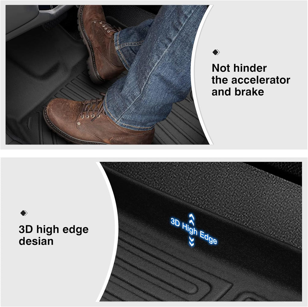 Powerty Floor Mats for 2024 2025 Chevrolet/Chevy Trax Accessories All Weather Floor Liner 3D TPE 1st & 2nd Row Floor Mat Heavy-Duty Floor Liners