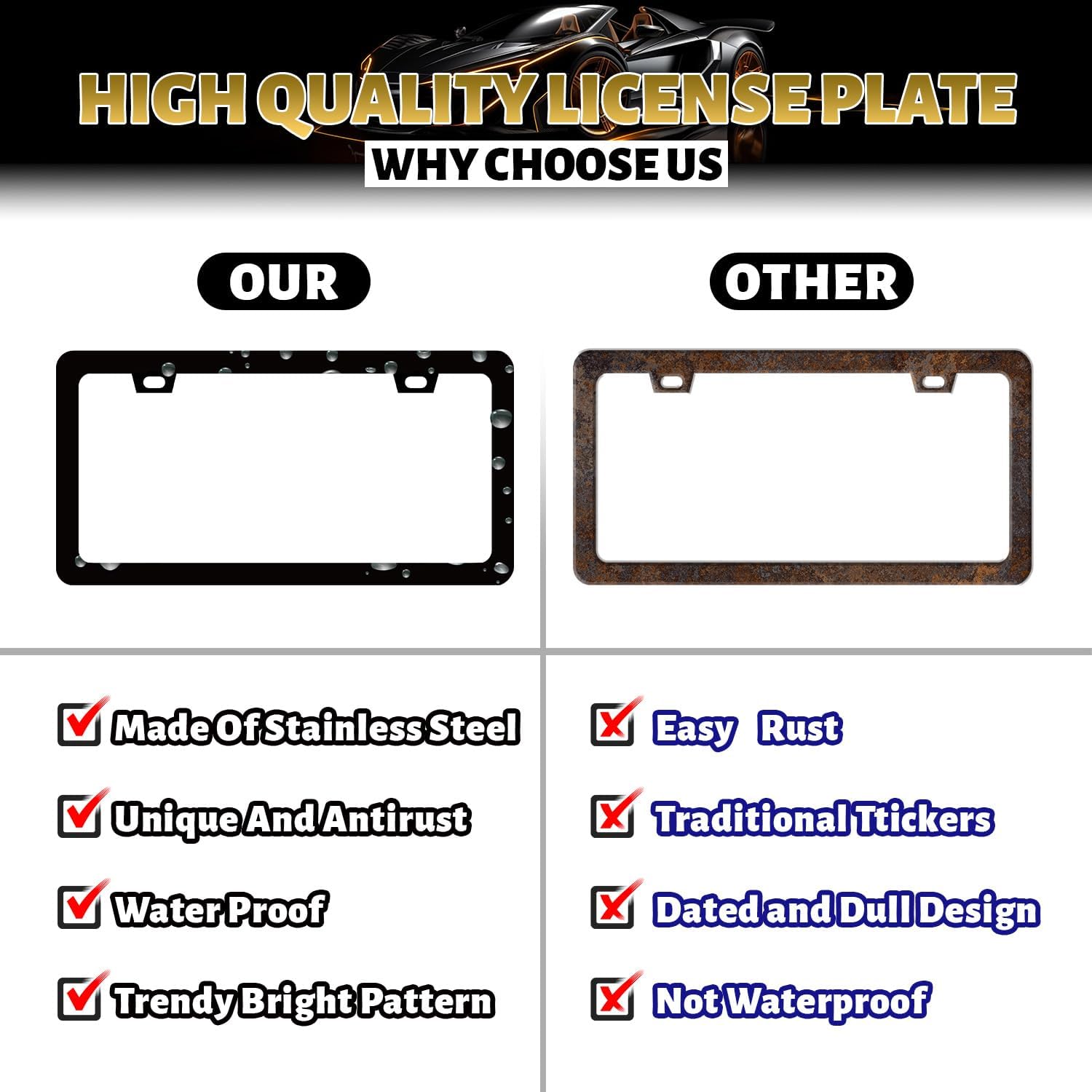 Cow License Plate Frame Cute I Love Cows License Plate Holder for Personalized Colorful Animal Car Decorative Stainless Steel Funny License Plate Cows Auto Part with Screws 12.2" x6.2"