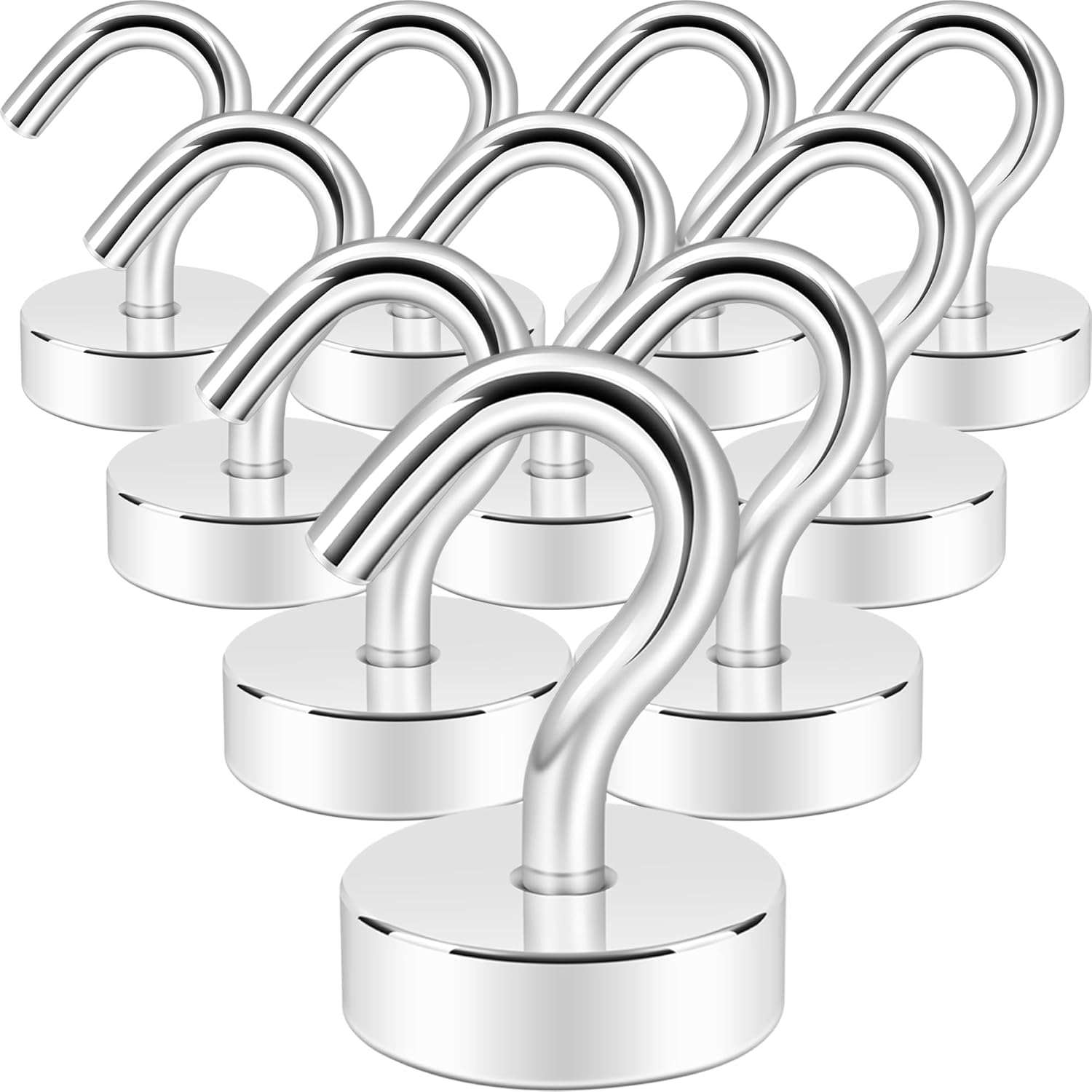 Neosmuk Magnetic Hooks, Cruise Ship Essentials, 30lb+ Heavy Duty Magnetic Hooks for Cruise Cabins, Refrigerator, Grill, Hanging, and Travel | Extra Strong Must-Haves Magnet Hook,Silver,Pack of 10