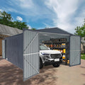 KUIKUI 20x13ft Heavy Duty Outdoor Garage Metal Shed, Sheds and Outdoor Storage with 2 Doors and 4 Vents Without Floor, Car Sheds Outdoor Garage