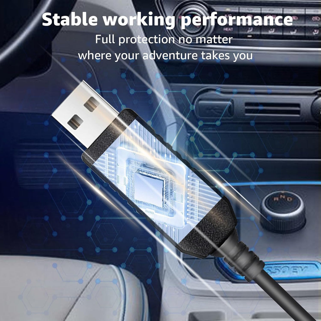 Radar Detector Colied Cable with USB to RJ11 Plug Cable 5V-12V Power Cable Compatible with Escort Uniden Radenso XP Beltronics Cobra Whistler 9.8FT Powered for 12V Radar Detectors