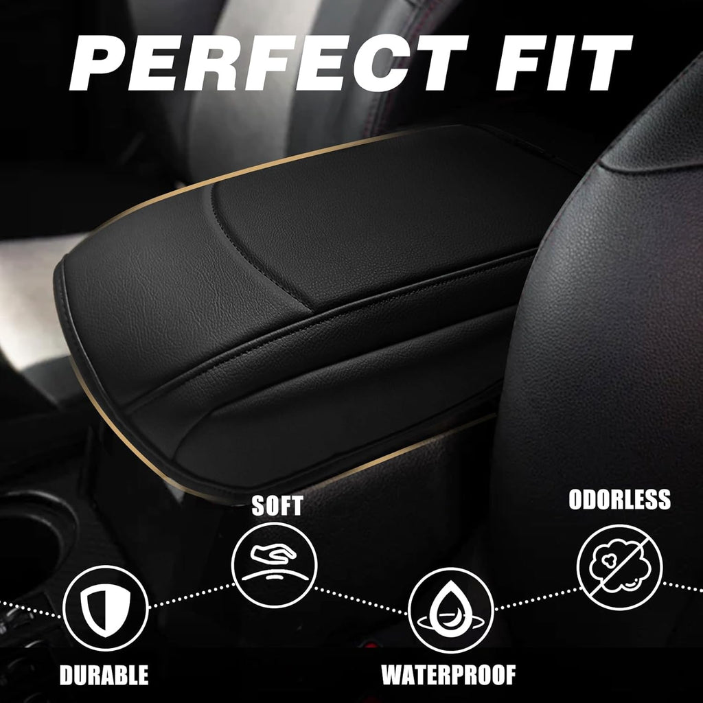 Muslogy Center Console Armrest Cover Compatible with Toyota 4Runner 2010-2024 Comfort Armrest Pad Arm Rest Cushion Vegan Leather Protector Regular Thick
